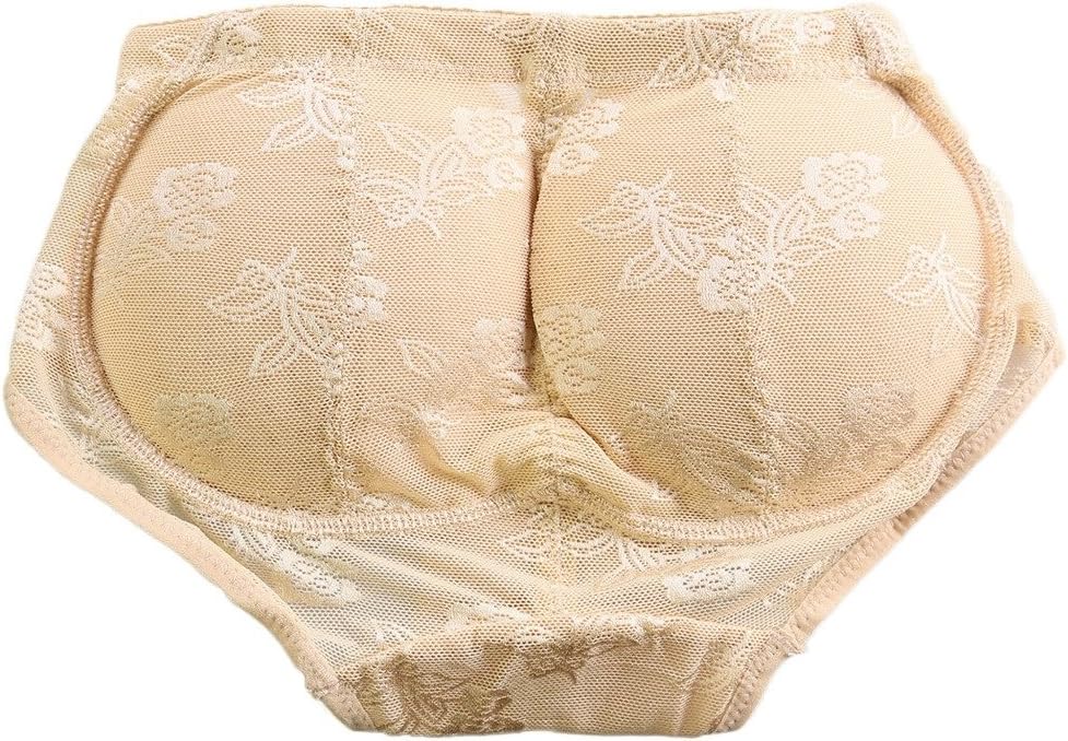 Hhying Butt Lifter Women Push-up Briefs Removable Sponge Padded Shorts Jacquard Fake Bum Buttock Body Shaper Panty Control Instant Lift Beige M