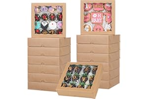 TEMLQPACK 50pcs 8x8x2 Inches Brown Cookies Boxes Packaging Chocolate Covered Strawberries & Cakesickle Boxes