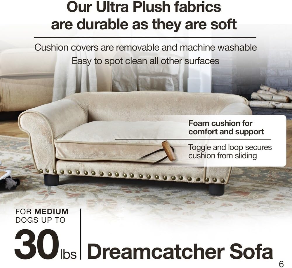 Enchanted Home Pet Dreamcatcher Dog Sofa, 32.5 by 21 by 12-Inch, Caramel : Pet Supplies