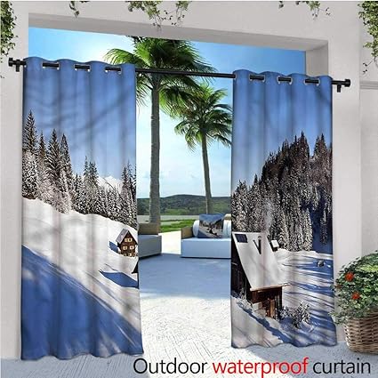 Amazon Com Warmfamily Winter Patio Curtains Log Cabins In