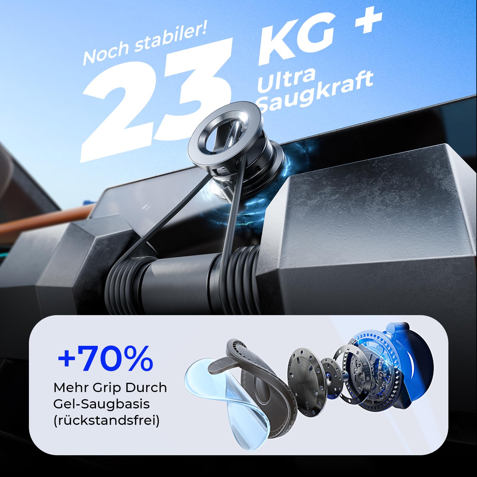 LISEN Snapmount Handyhalterung Auto für Magsafe - [24x N55 Magnet] für Magsafe Autohalterung mit Vakumm Saugnapf, Magnetische Handy Halterung Auto Magnethalterung für iPhone 17 Pro Max 16 15 14 13 3