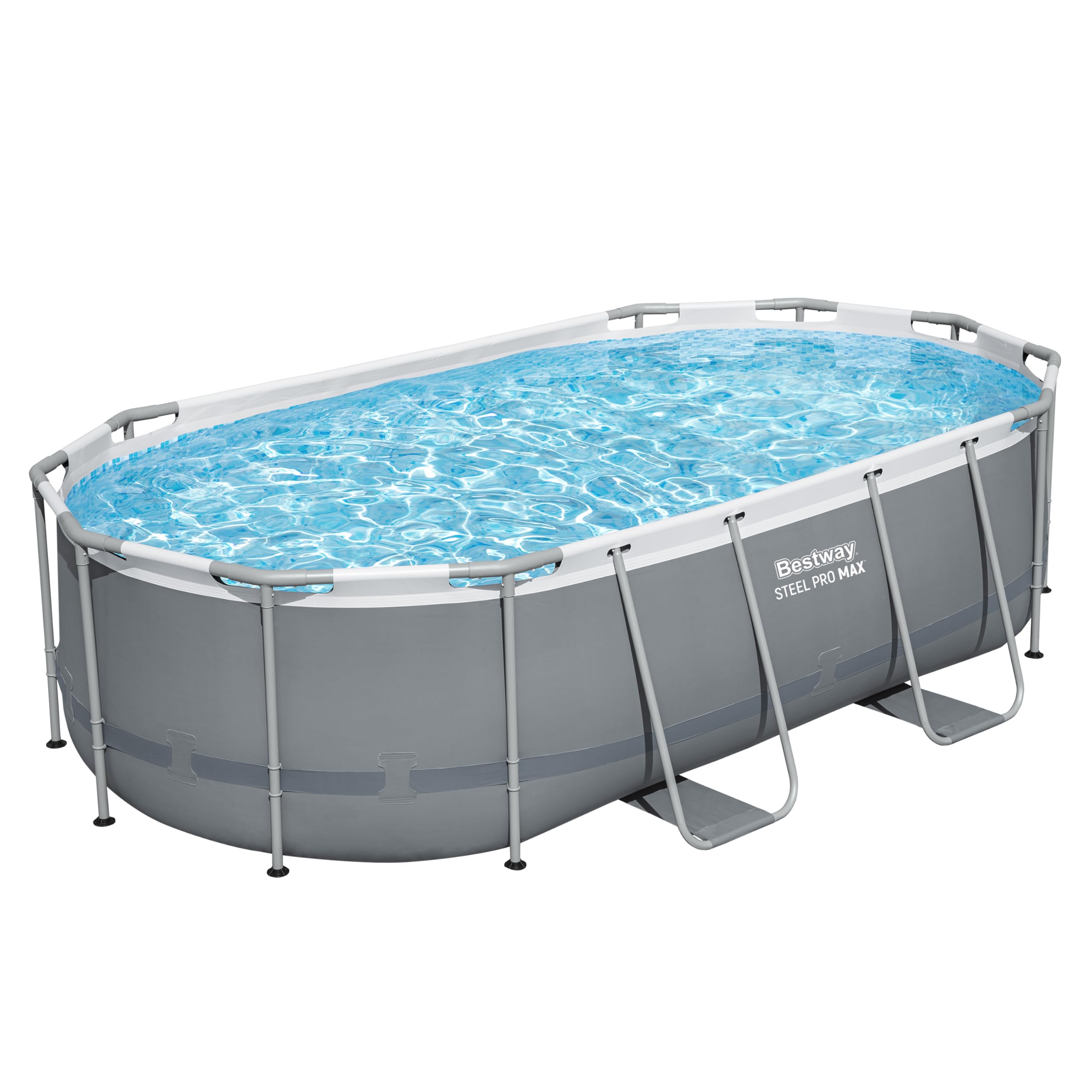 Bestway Power Steel Frame Pool Set mit Filterpumpe 427 x 250 x 100 cm, grau, oval 6