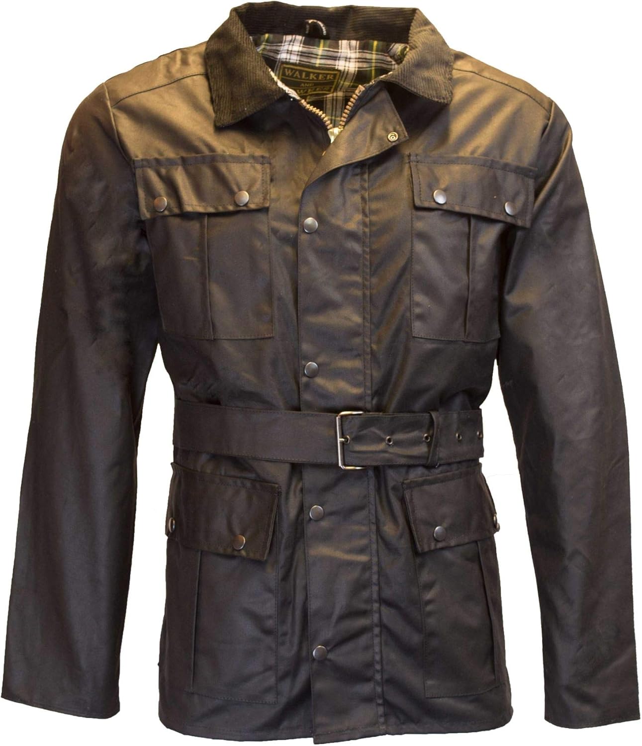 Walker & Hawkes Mens Belted Waxed 4 Pocket Motorcycle Waterproof