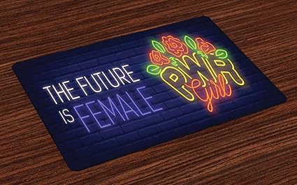 Amazon Com Ambesonne Girl Slogan Place Mats Set Of 4 Future Is