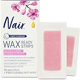Nair Hair Remover Wax Ready Strips, Face and Bikini Hair Removal Wax Strips, 40 Count