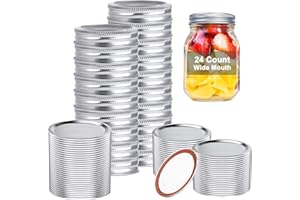 48 PCS Wide Mouth Mason Jar Lids and Rings, Leakproof Canning Lids with Silicone Seals | Split-Type Design for Easy Replaceme