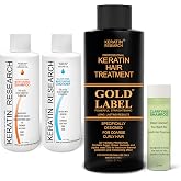Tratamiento Profesional de Keratina Chocolate GOLD LABEL, F&oacute;rmula Mejorada y Dise&ntilde;ada Para Los Tipos de Cabello Rizado Grueso Negro, Africano, Dominicano y Brasile&ntilde;o. Set de 4 Botellas 120ml