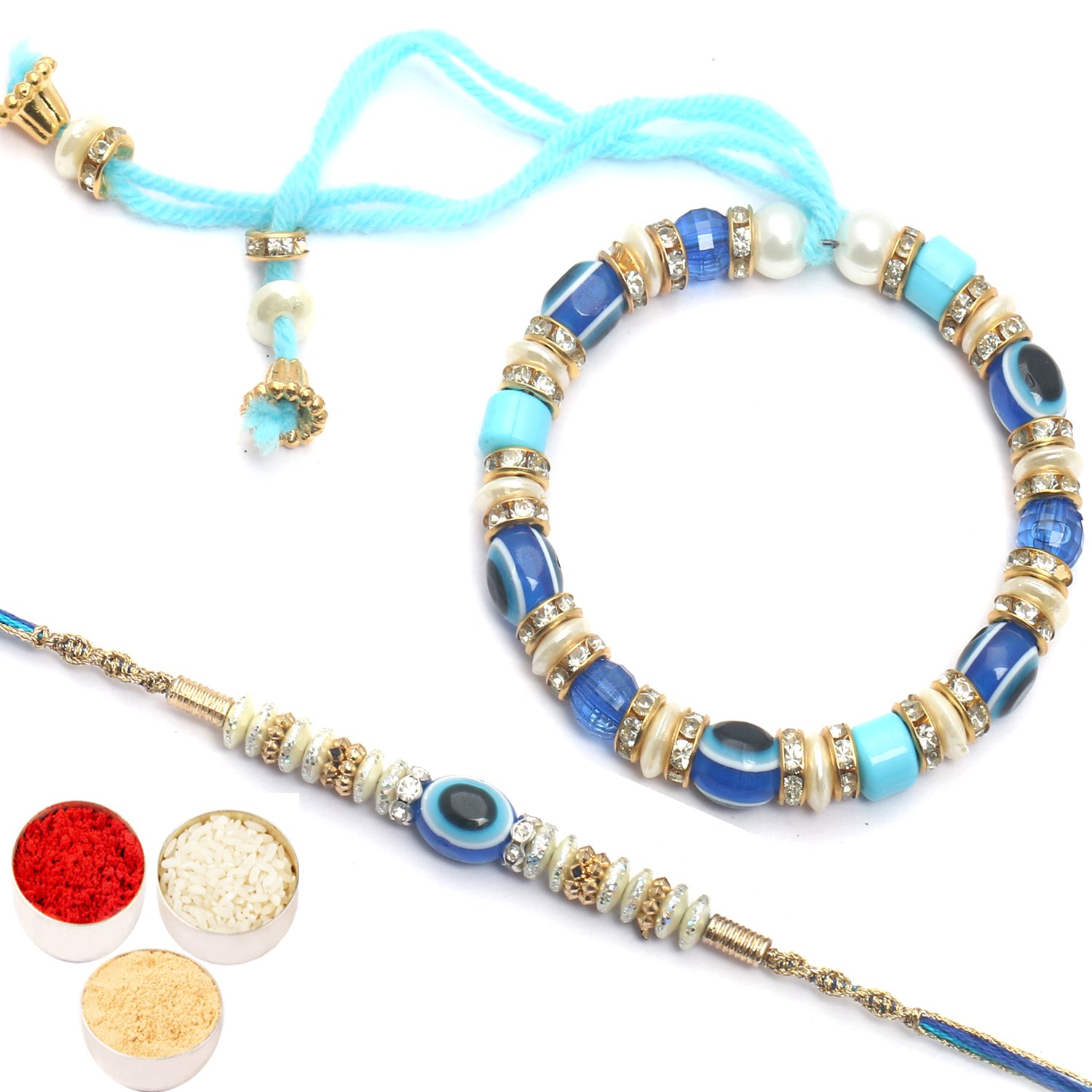 ghasitaram gifts strand bracelets for men rakhi (multicolour)(r18bbevileyegg14428)