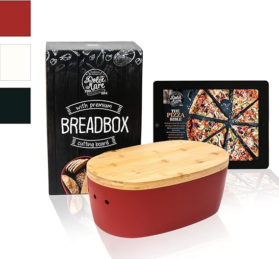 Dolce Mare® Bamboo Bread Bin with Bamboo Cutting Board Lid Eco