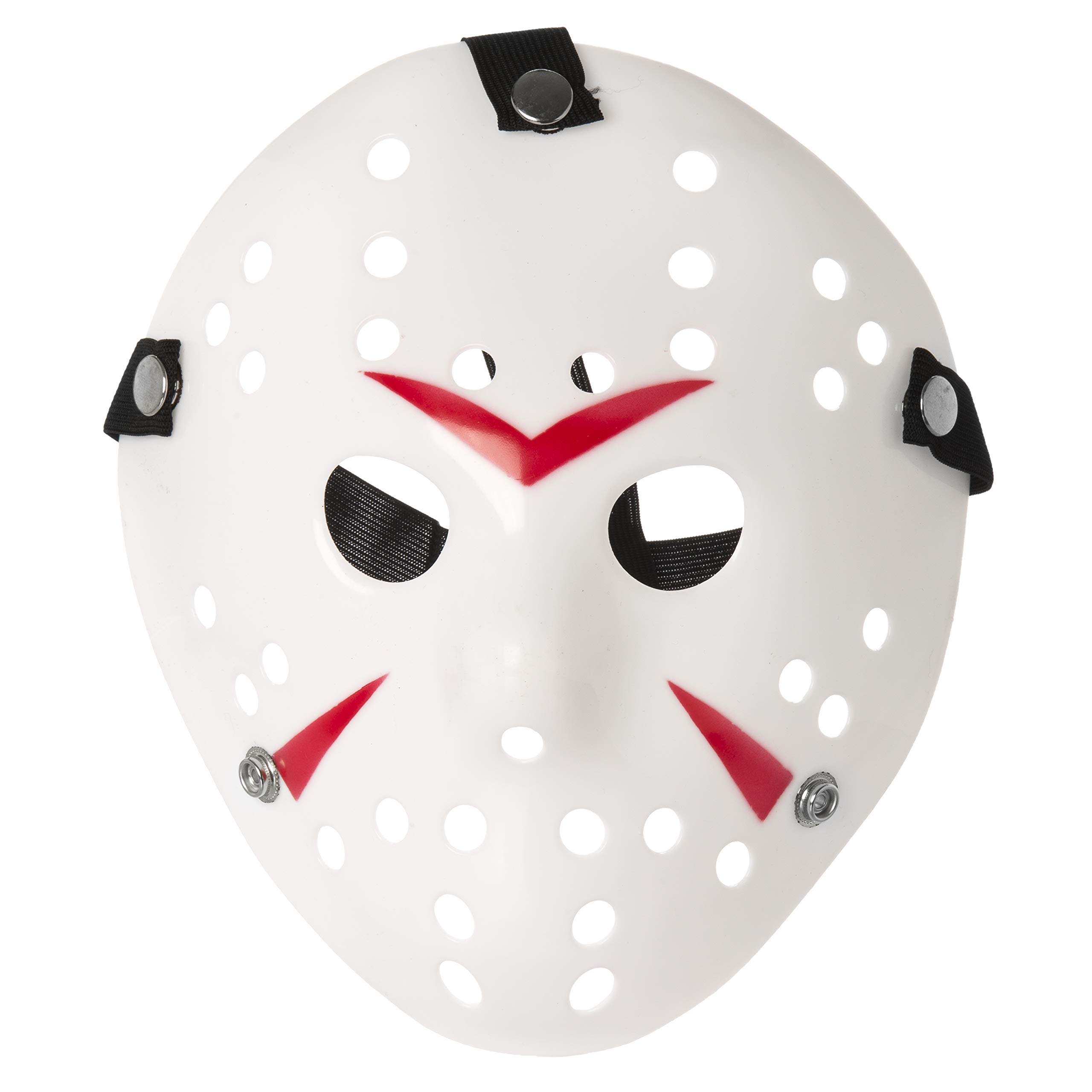 UltraByEasyPeasyStore Ultra Scary Halloween Hockey Mask - Horror Costume & Adults and Kids - Halloween Parties and Events - Perfect Scary Costume Accessory - Serial Killer - White and Red