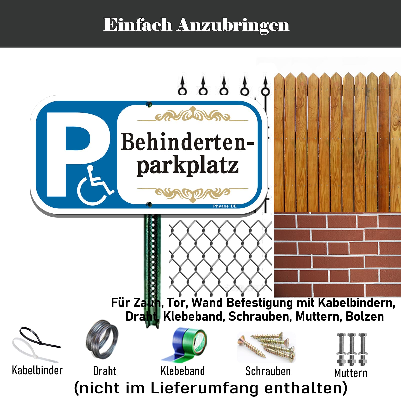 schild Behinderten-parkplatz 2 Stück, 30x15cm Aluminium Schilder，für Außen-und Innenbereich 4