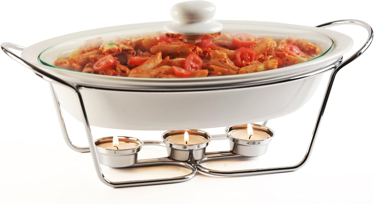 Circleware Ceramic Chafer Buffet Food Server Warmer Serving Tray with