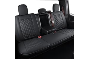 LUCKYMAN CLUB F150 Faux Leather Seat Covers S07-Q2, Fit for 2015-2024 F150 SuperCrew and 2017-2024 F250 F350 F450 Super Duty Crew Cab Pickup Trucks(Rear Set,Black Rear)