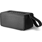 AT&T Essentials Retro 40W Bluetooth Speaker, IPX6 Waterproof, Bluetooth 5.3, LED Light Modes, Bass & Treble Control, 12H Battery, USB-C Charging, Outdoor & Indoor Use, Home Audio System - Black