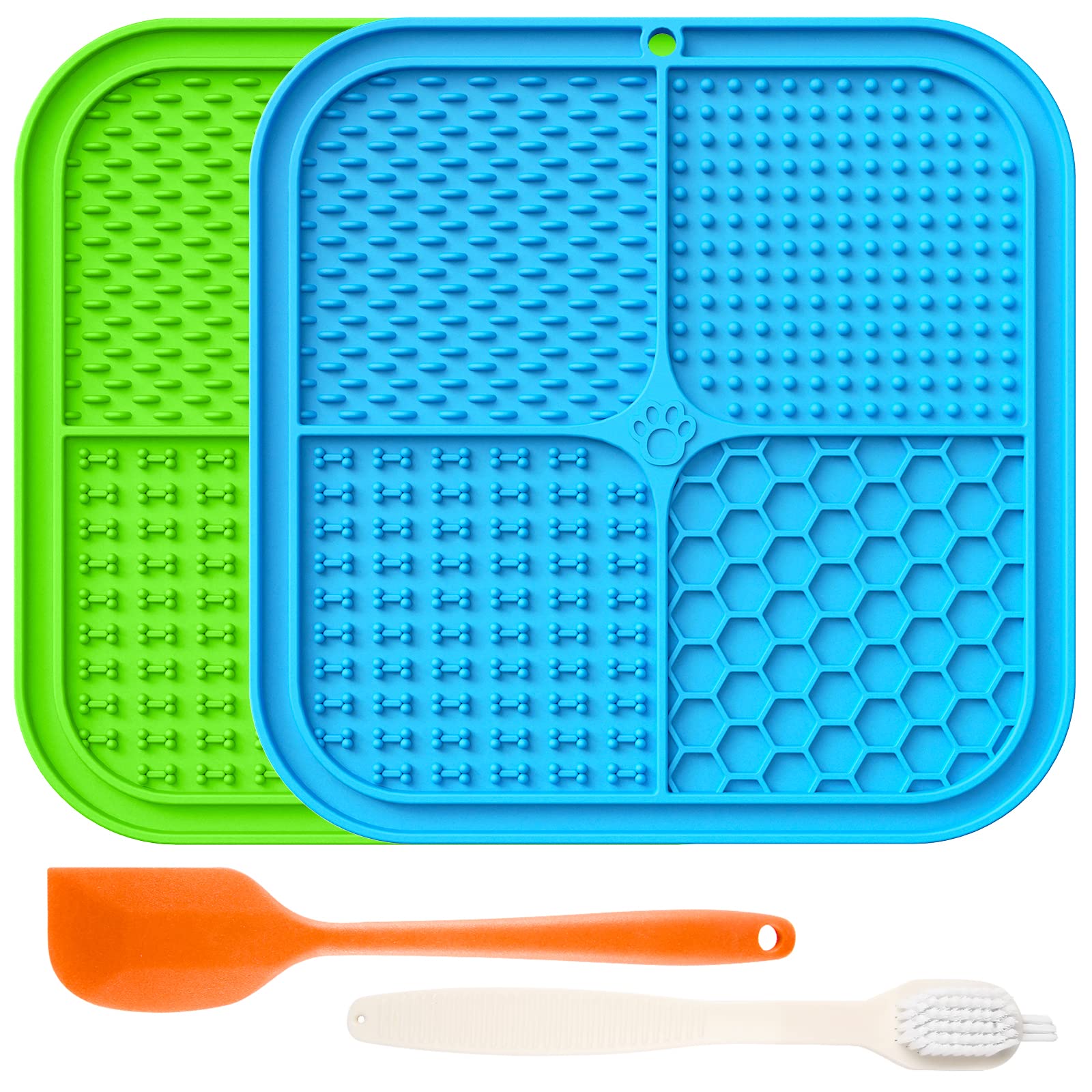 Licky Mats for Dogs and Cats, Premium Lick Mats with Suction Cups for Dog Anxiety Relief, Dog Licking Mat for Bathing, Grooming and Training (Blue and Green, Large)