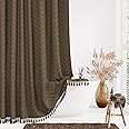 Dynamene Tenda Doccia In Tessuto Nero Con Strisce Chevron Trapuntate – Boho Farmhouse Con Nappe, 72x72 Cm