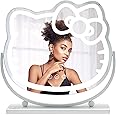 Impressions Vanity Hello Kitty Kawaii Desk Mirror with Lights and Adjustable Tilt, Multi Color Changing LED Strip Lighted Makeup Mirror with Touch Sensor Dimmer Switch for Desk