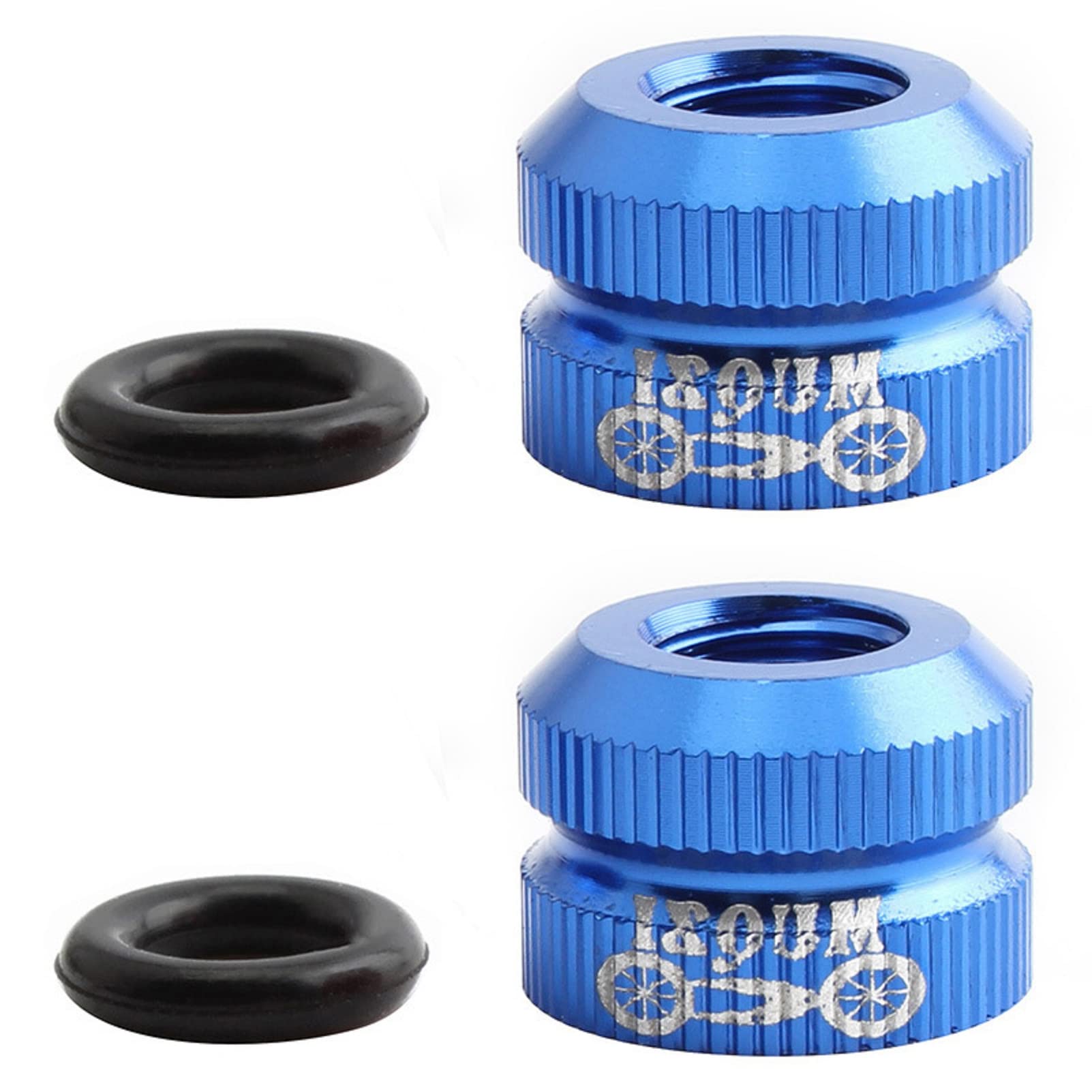 2 Packs Bike Tire Presta Valve Nut Bicycle Inner Tube Valve Nuts with Sealed O Rings for Mountain Road Bikes Accessories Cycling Parts (Blue)