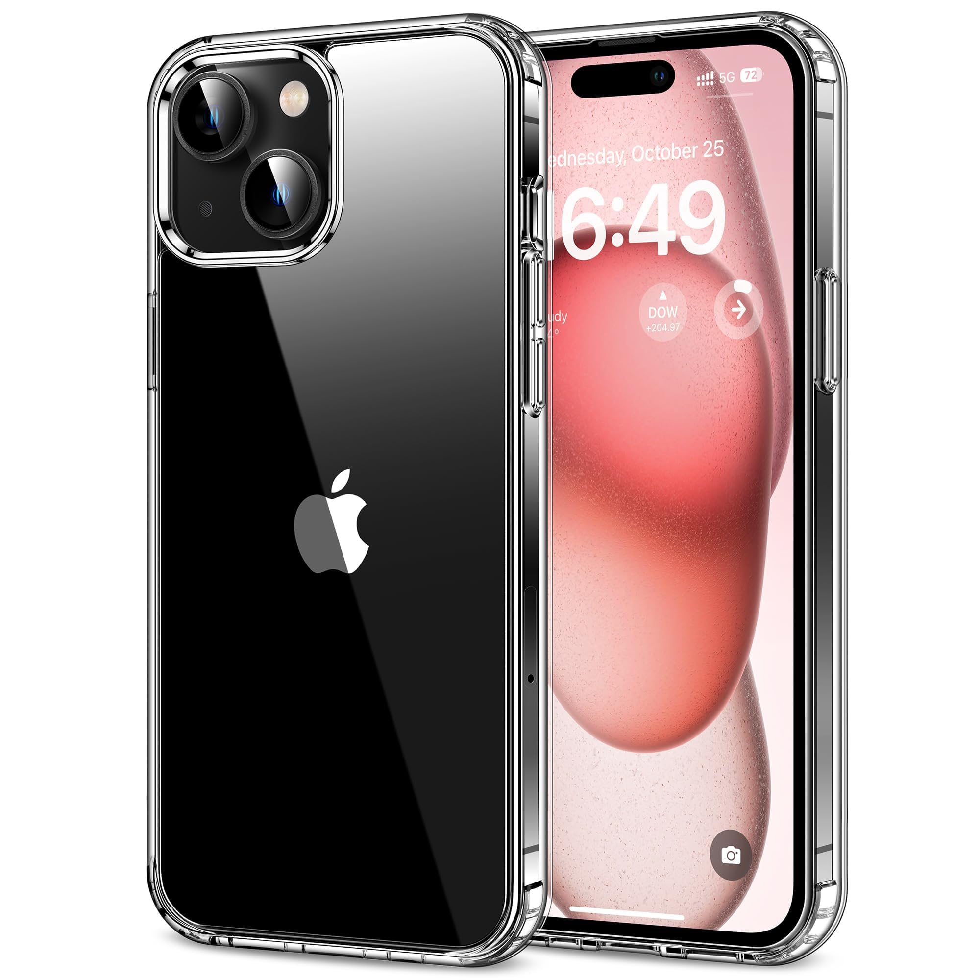 HOOMIL Case for iPhone 15, Non-Yellowing, Drop Protection, Anti-Scratch Transparent Hard Back Phone Cover - Crystal Clear