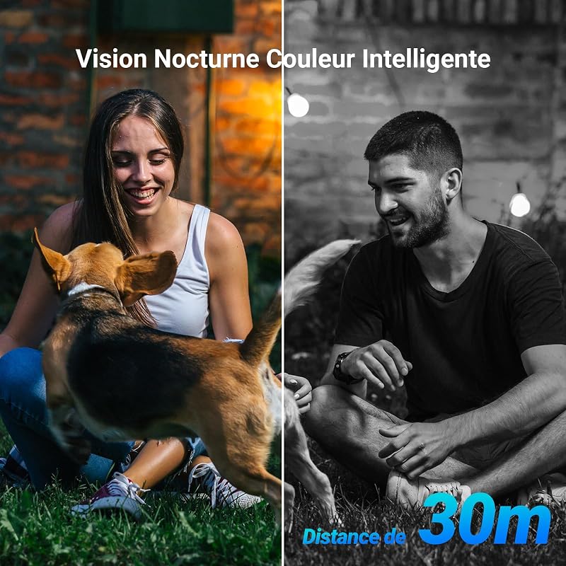 5MP(3K) 2PK Caméra de Surveillance Extérieur WiFi à 360° C8c 5MP