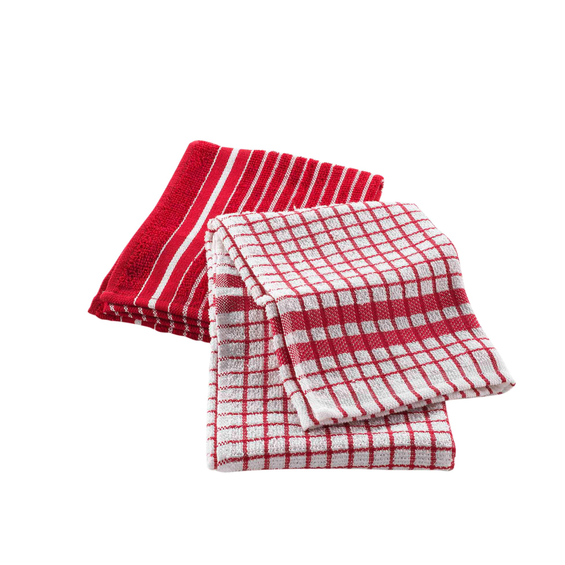 Douceur d'Intérieur, 2 Tea Towels (50 x 70 cm) Classico Red, Sponge Minor