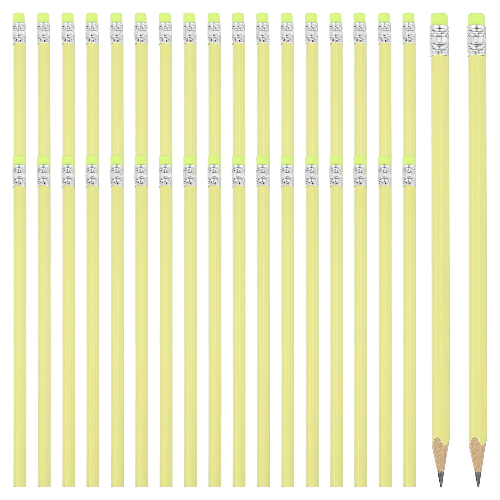 PATIKIL Round Pencils, 36 Pack Triangle HB Graphite Pencil Woodcase Wooden Pencils with Eraser for Classroom Office Writing Drawing Supplies, Yellow