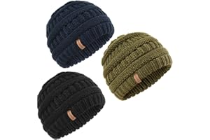 FURTALK Baby Beanie Winter Soft Warm Knit Hat 3 Pack Infant Toddler Slouchy Caps