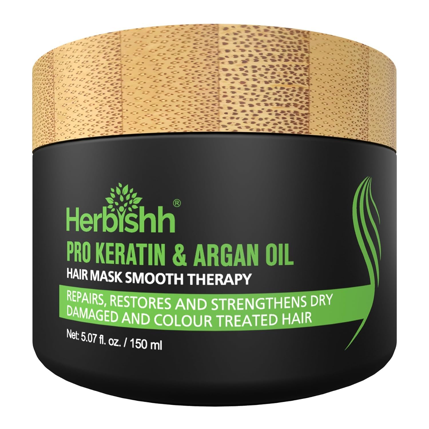Herbishh Argan Hair Mask-Deep Conditioning & Hydration For Healthier Looking Hair for very Dry, Weak, Stressed Out Hair, No Sulphates, No Parabens (150)