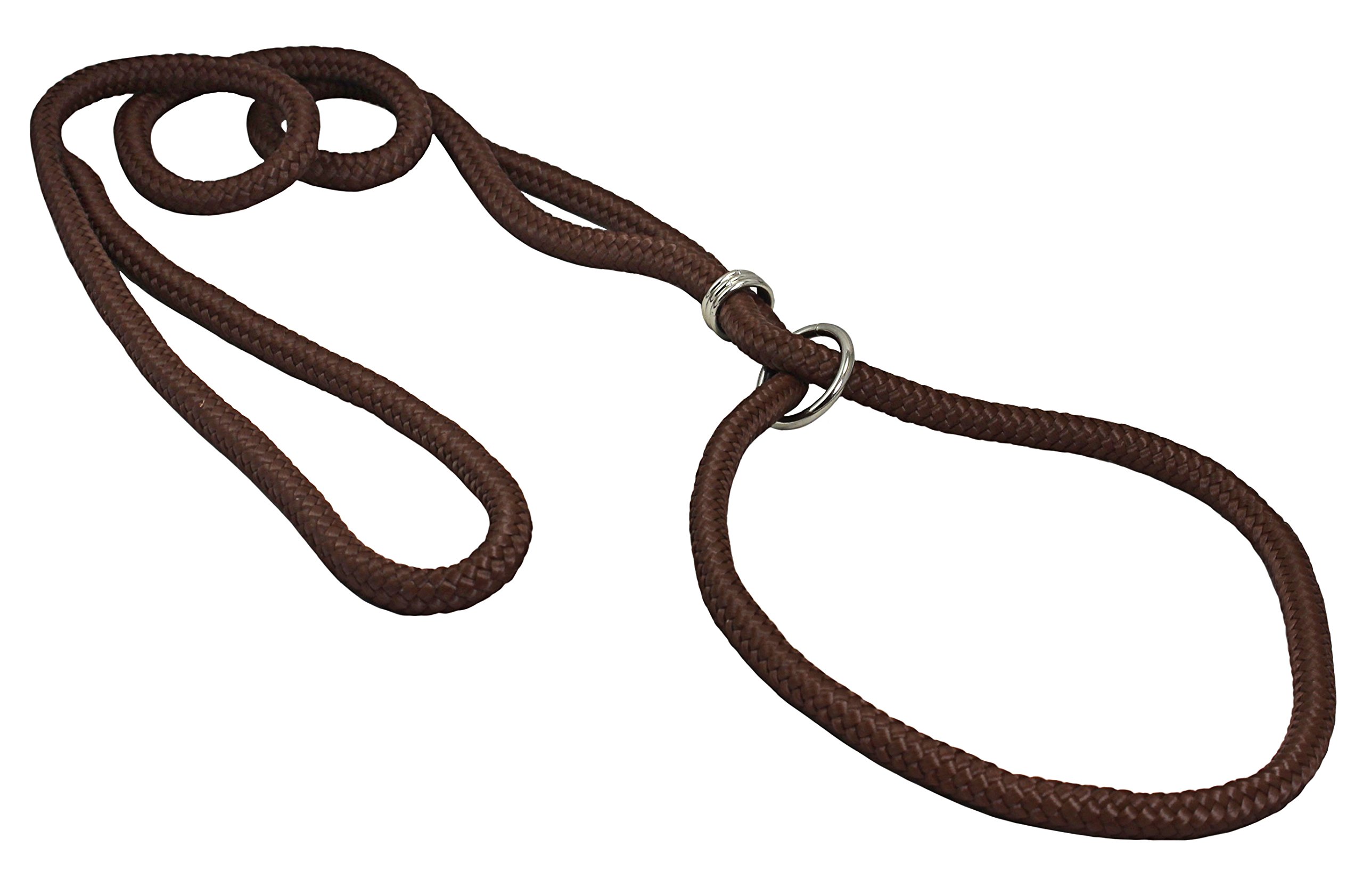 Dog Show Lead Braided Tubular Nylon 52" Long (Large: diam 3/8"(10mm), Brown)