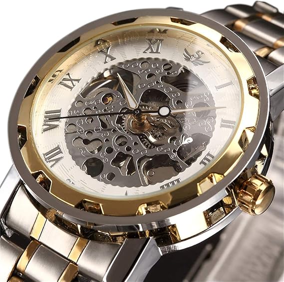 Montre,Montre Homme Mécanique a Remontage Manuel Luxe Classic Doré Sculptée avec Bracelet en Montre,Montre Homme Mécanique a Remontage Manuel Luxe Classic Doré Sculptée avec Bracelet en