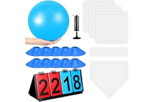 Jenaai 18 Pcs Sports Kickball Set Includes Playground Ball 5 Rubber Throw Down Bases Ball Pump Scoreboard Net Bag 10 Foul Line Cones for Adults Playground Backyard Game(10 Inch,Blue)