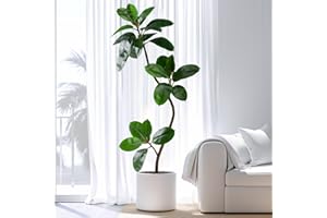 Bailikang 4.6ft Artificial Rubber Tree Faux Plants Indoor Faux Floor Plant Artificial Trees Indoor,Fake Plant Fake Tropical Plants,Large Floor Plants,Real Touch Rubber Tree for Home Decor