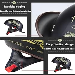 FVCNGP Motorcycle Retro Half Helmet DOT Approved