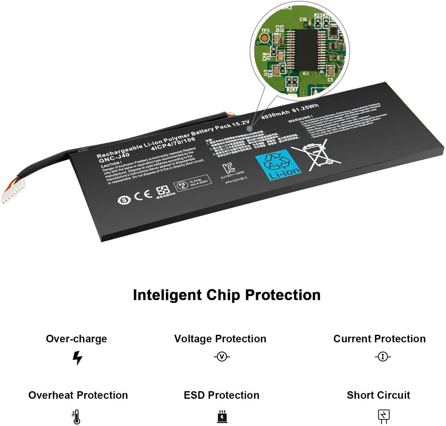 GNC-J40 961TA013F Laptop Batterie Ersatz für GIGABYTE P34F P34G P34K P34W V2 V3 V5 V7 Series(15.2V 61.25Wh) - Image 4
