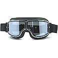 CRG Sports Motorcycle Goggles Vintage Aviator Pilot Style Leather Cruiser Scooter Motocross Goggles for Men, Women,Adults