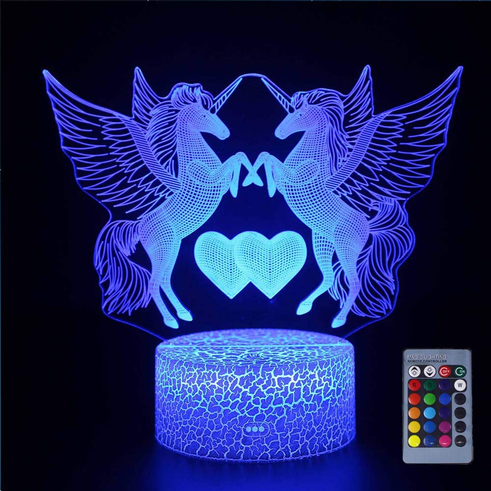 Unicorn Rainbow Girls Kids 3d Acrylic Led 7 Colour Night Light