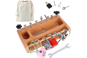 TOUHKAN Montessori Busy Board Kids Tool Set, Montessori Screwdriver Board Lock and Key Toy, Sensory Toys for Kids with Autism