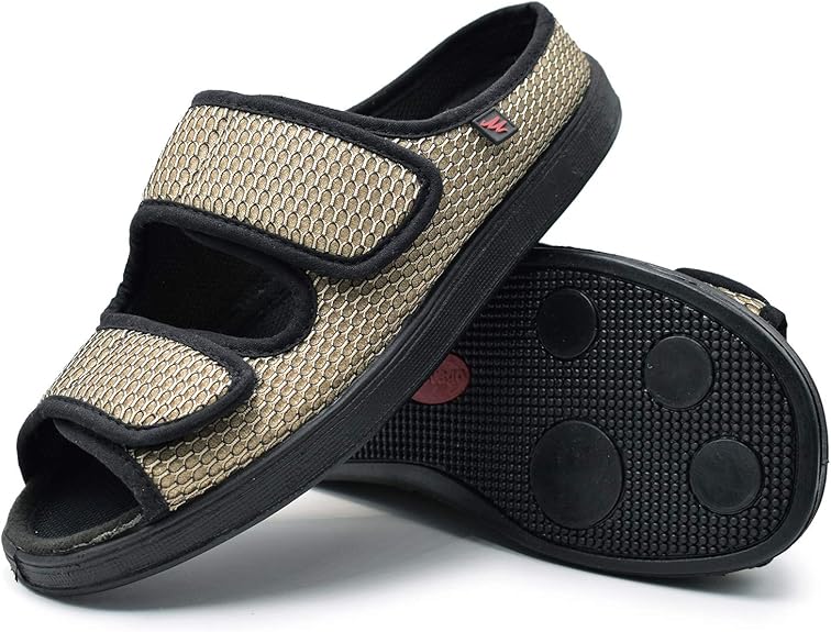 W&Lesvago Breathable Mesh Diabetic Open Toe Slippers Extra Wide Width