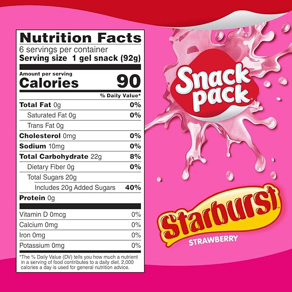 SNACK PACK PINK STARBURST FLAVORED JUICY GELS CUPS, 3.25 OZ., 6-COUNT