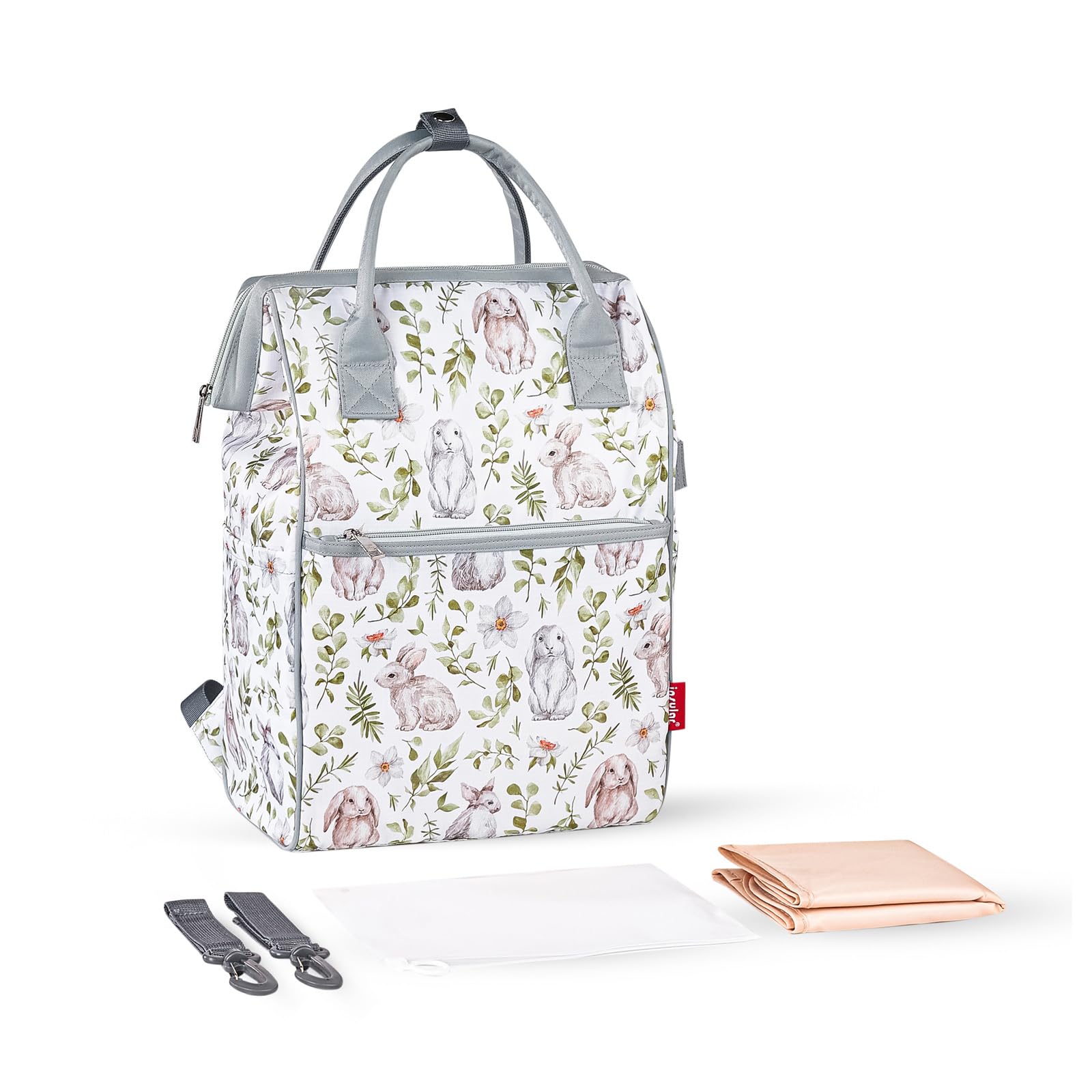 SONARIN Large Capacity Stylish Baby Changing Bag Backpack,Multifunctional Waterproof Diaper Bag Travel Nappy Changing Bag Maternity Bag with Changing Mat & Stroller Straps(Bunny)