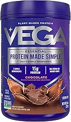 Vega Protein Made Simple - 15g Plant-Based Pea Protein, Chocolate, 10 Servings, Stevia Free, No Artificial Sweeteners or Gums