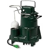 Zoeller M98 Flow-Mate Sump Pump - 1/2 HP - Cast Iron - LED Power Plug | 115V - High Flow - Vortex Impeller - Stainless Steel Hardware - Factory Tested and Float Operated - Submersible Sump Pump