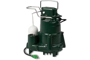 Zoeller M98 Flow-Mate Sump Pump - 1/2 HP - Cast Iron - LED Power Plug - High Flow - Vortex Impeller - Stainless Steel Hardware - Factory Tested and Float Operated - Submersible Sump Pump - 115V