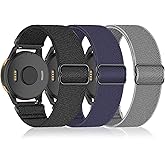 3 Pack 22mm Bands Nylon Stretchy Compatible with Garmin Vivoactive 4,Venu 2/3,Forerunner 255/265/570-47mm,Elastic Straps for