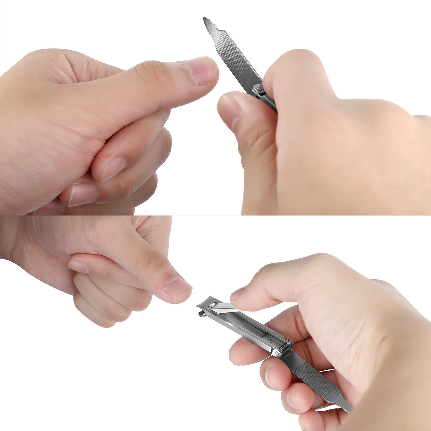 Nail Clippers, Fingernail and Toenail Clipper Set 2PCS Professional Stainless Sharp Flat Nail Cutter with Nail File Wide Jaw Opening and Sturdy Build (2 Pcs)