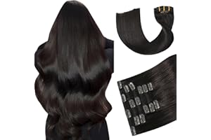 Ukira Hair Extensions for Women Dark Brown Clip in Hair Extensions Real Human Hair 18 Inch 75g 7pcs Soft Natural Stright Remy