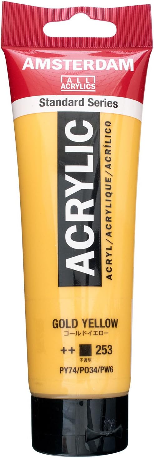 Amsterdam Standard Series Acrylic Tube 120 ml Gold Yellow 253 (17092532), Orange, 40 ml (Pack of 3)