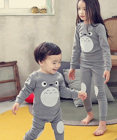 Amazon Marutuki 可愛い 猫 コスプレ衣装 ホームウエア アニメ 子供用 パジャマ 2点セット Tシャツ 長袖 スウェット ズボン カトゥーン 春 秋 冬 綿 柔らか 男の子 女の子 グレー 90 100cm グレー キッズコスチューム 服 ファッション小物