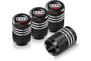 PARKTREE Metal Auto Tire Valve Stem caps Compatible with Audi Q3 Q5 Q7 S3 S4 S5 S6 S7 A3 A4 A5 A6 A7 A8 Three Horizontal Stripes on The Valve Cap Trim Accessories 4pcs Black