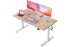 BANTI 55'' Standing Desk, Electric Stand up Height Adjustable Home Office Table, Sit Stand Desk with Splice Board, Maple